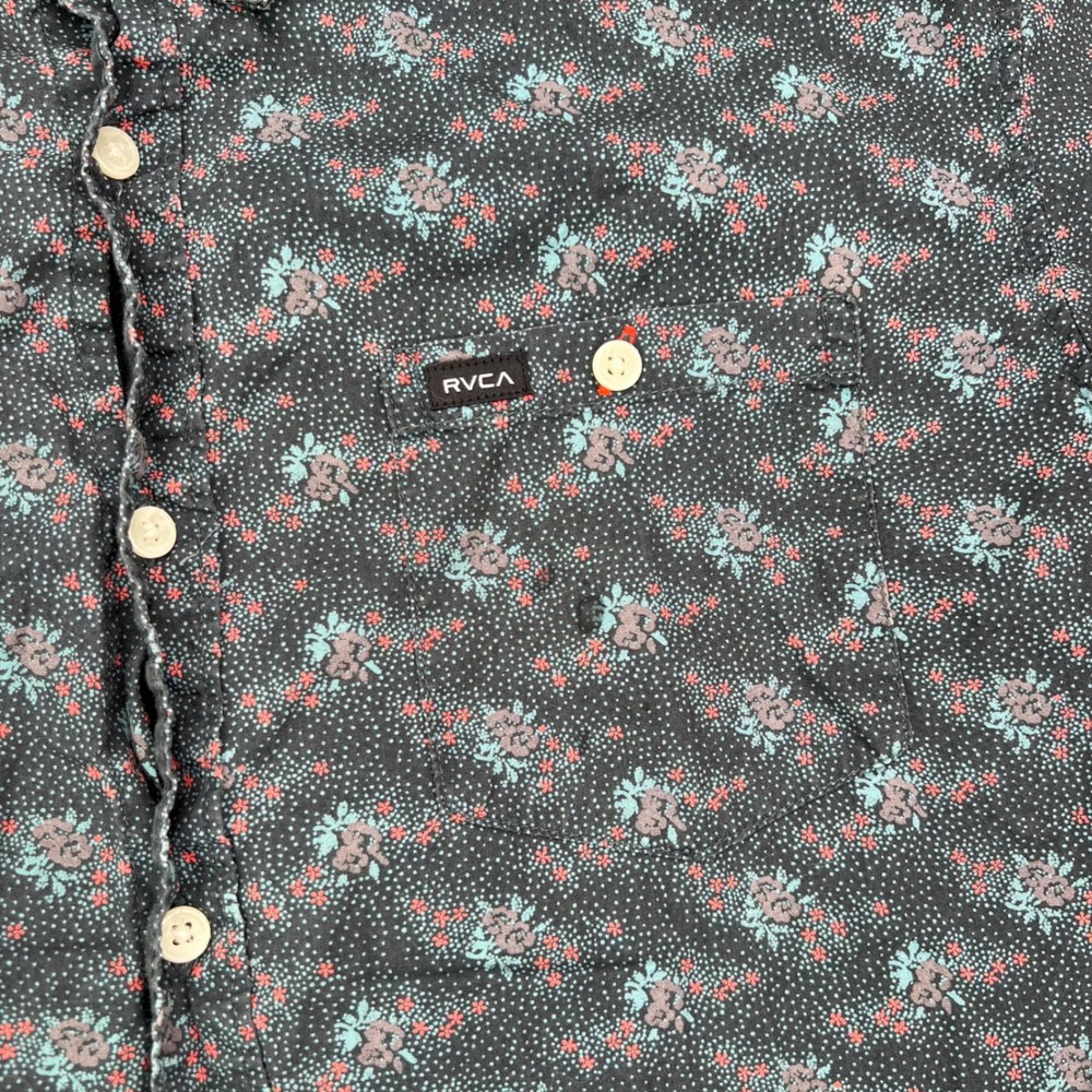 RVCA Slim Fit Button Down Shirt Mens Large Polka Dot Floral Button Down Lot of 2 - Picture 7 of 15